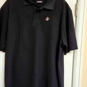 USMC Embroidered emblem Black Polo Shirt Large